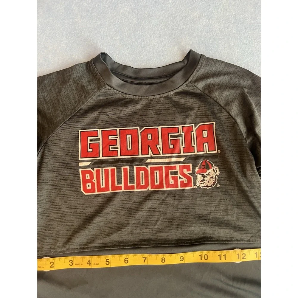 Georgia Bulldogs Athletic T-Shirt Black Red Size S Kids Youth Polyester Blend